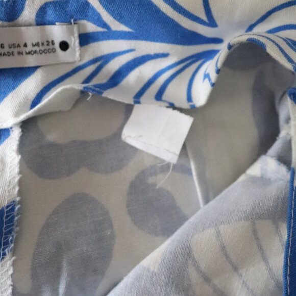 Zara Women's Blue/White Sz 4 Printed Floral High Waist Slim Fit Trouser Pants - Picture 11 of 12